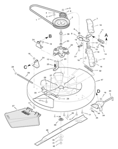 Mower Housing Diagram and Parts List for 30550E 1996 Briggs and Stratton Lawn Tractor